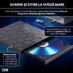 PC, gaming si accesorii - Periferice PC - Unitati optice externe - DVD Writer Extern Portabil Slim Staryon®, USB 3.0, 3x USB-A 2.C340, 1x USB-C 3.0, Cititor De Carduri, Negru - Infinity.ro