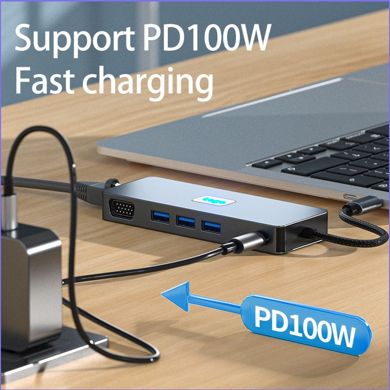 PC, gaming si accesorii - Retelistica - Hub-uri - Hub Adaptor Multiport 11 in 1 USB-C 3.2 Staryon® la HDMI / DP / VGA / Ethernet / Card Reader / 3.5-mm Jack Audio - Infinity.ro