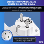 Casa si Gradina - Electrice - Accesorii electrice - Prelungitoare, triple, fise - Bloc Multipriza / Priza Multipla 2500W, 4 Prize Schuko + 2 USB-A + 1 USB-C, Alb - Infinity.ro