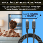 Laptop, Telefoane si Tablete - Telefoane mobile si accesorii - Accesorii Telefoane - Cabluri si adaptoare telefoane - Cablu de date USB4 300 cm, USB-C la USB-C, transfer date 40Gbps, incarcare rapida 240W, suport video 8K@60Hz - Infinity.ro