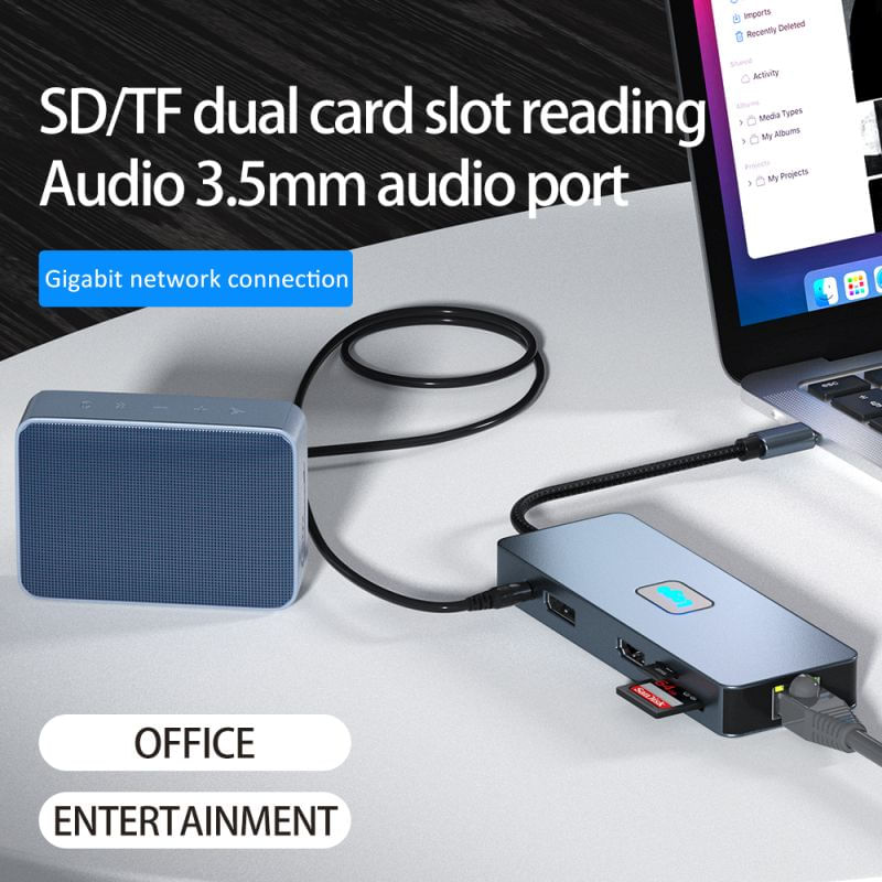 PC, gaming si accesorii - Retelistica - Hub-uri - Hub Adaptor Multiport 11 in 1 USB-C 3.2 Staryon® la HDMI / DP / VGA / Ethernet / Card Reader / 3.5-mm Jack Audio - Infinity.ro