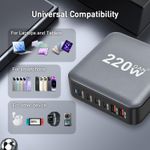 Laptop, Telefoane si Tablete - Telefoane mobile si accesorii - Accesorii Telefoane - Incarcatoare telefoane - Statie de Incarcare USB 220W GaN PRO 6 in 1, 4 USB-C & 2 USB-A, Staryon®, Negru - Infinity.ro