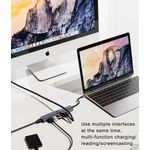 PC, gaming si accesorii - Retelistica - Hub-uri - Hub Adaptor Multiport 7 in 1 USB-C 3.1 Staryon® la HDMI 4K / LAN Ethernet (1000 MB/S) / TF si SD Card Reader, Gri - Infinity.ro