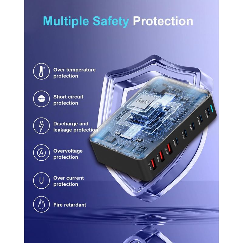 Laptop, Telefoane si Tablete - Telefoane mobile si accesorii - Accesorii Telefoane - Incarcatoare telefoane - Statie Incarcare Rapida Putere Cumulata 440W GaN Pro 8 in 1 Incarcator Universal Laptop, Telefon, Tableta - Infinity.ro