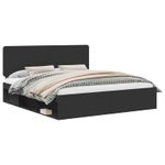 Casa si Gradina - Mobilier - Paturi si accesorii - Paturi - Cadru de pat cu headboard Negru 180 x 200 cm Lemn de pin masiv - Infinity.ro