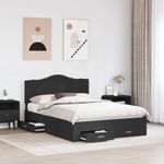 Casa si Gradina - Mobilier - Paturi si accesorii - Paturi - Cadru de pat cu headboard Negru 140 x 190 cm Lemn compozit - Infinity.ro
