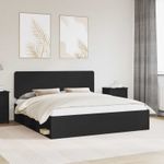 Casa si Gradina - Mobilier - Paturi si accesorii - Paturi - Cadru de pat cu headboard Negru 180 x 200 cm Lemn de pin masiv - Infinity.ro