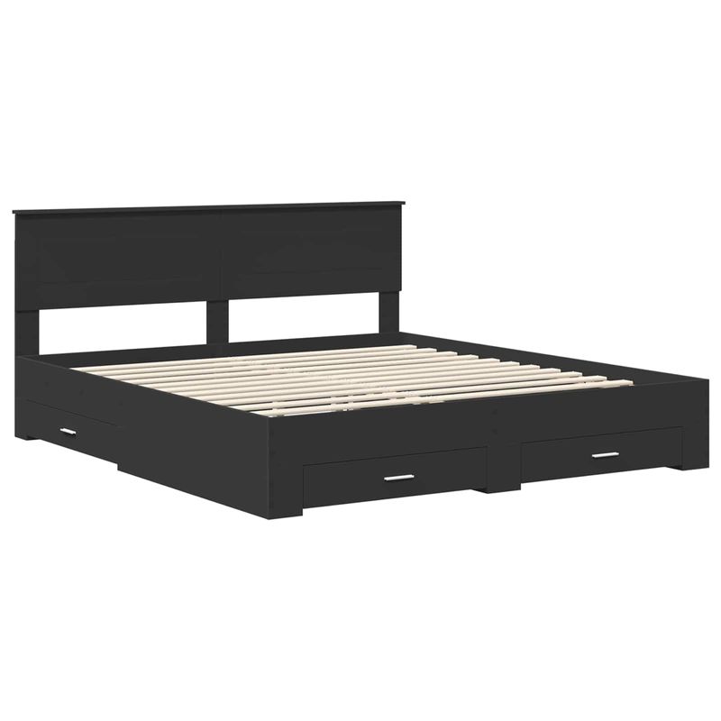 Casa si Gradina - Mobilier - Paturi si accesorii - Paturi - Cadru de pat cu headboard Negru 180 x 200 cm Lemn compozit - Infinity.ro