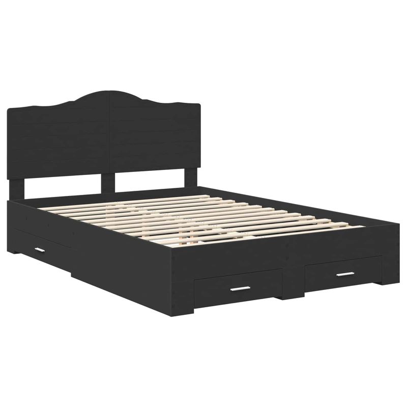 Casa si Gradina - Mobilier - Paturi si accesorii - Paturi - Cadru de pat cu headboard Negru 140 x 190 cm Lemn compozit - Infinity.ro