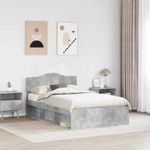 Casa si Gradina - Mobilier - Paturi si accesorii - Paturi - Cadru de pat cu headboard Beton 120 x 200 cm Lemn de pin masiv - Infinity.ro