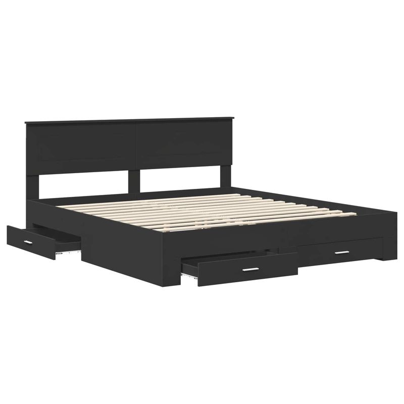Casa si Gradina - Mobilier - Paturi si accesorii - Paturi - Cadru de pat cu headboard Negru 180 x 200 cm Lemn compozit - Infinity.ro
