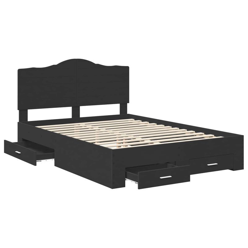 Casa si Gradina - Mobilier - Paturi si accesorii - Paturi - Cadru de pat cu headboard Negru 140 x 190 cm Lemn compozit - Infinity.ro