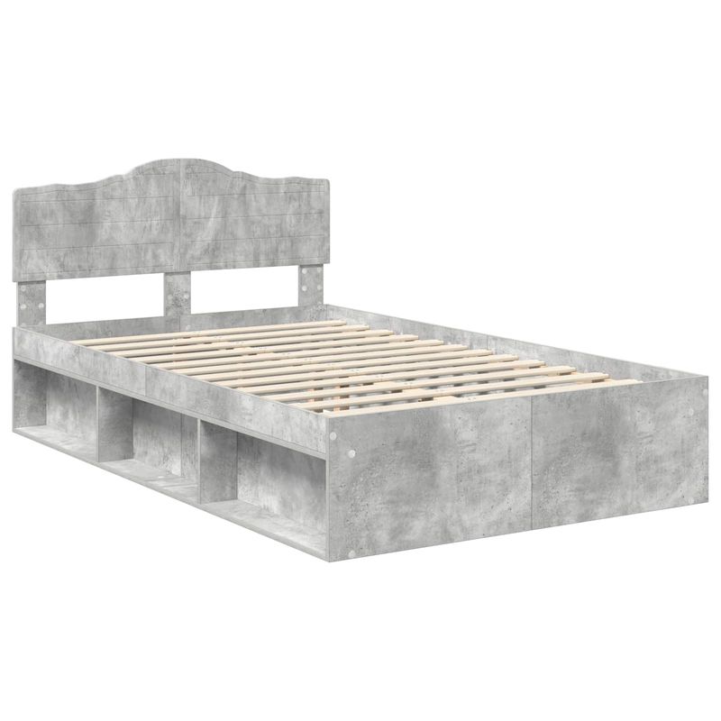 Casa si Gradina - Mobilier - Paturi si accesorii - Paturi - Cadru de pat cu headboard Beton 120 x 200 cm Lemn de pin masiv - Infinity.ro