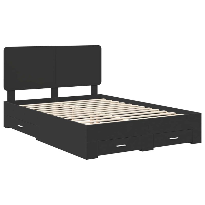 Casa si Gradina - Mobilier - Paturi si accesorii - Paturi - Cadru de pat cu headboard Negru 160 x 200 cm Lemn compozit - Infinity.ro