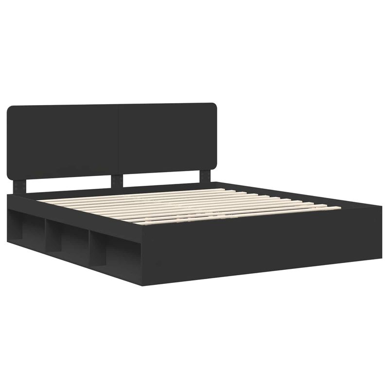 Casa si Gradina - Mobilier - Paturi si accesorii - Paturi - Cadru de pat cu headboard Negru 180 x 200 cm Lemn de pin masiv - Infinity.ro