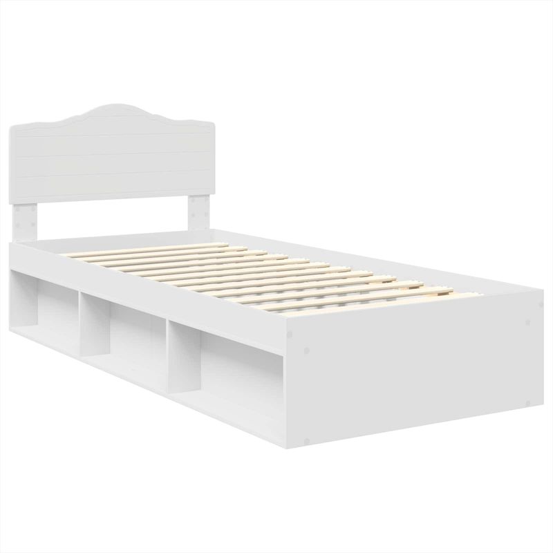 Casa si Gradina - Mobilier - Paturi si accesorii - Paturi - Cadru de pat cu headboard Alb 75 x 190 cm Lemn de pin masiv - Infinity.ro