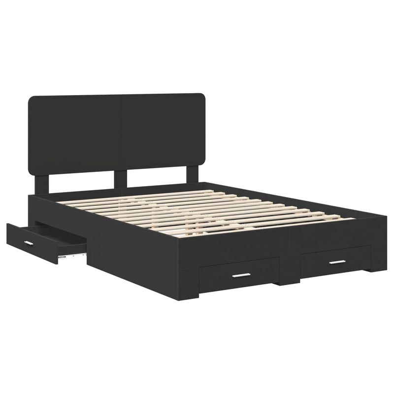 Casa si Gradina - Mobilier - Paturi si accesorii - Paturi - Cadru de pat cu headboard Negru 160 x 200 cm Lemn compozit - Infinity.ro