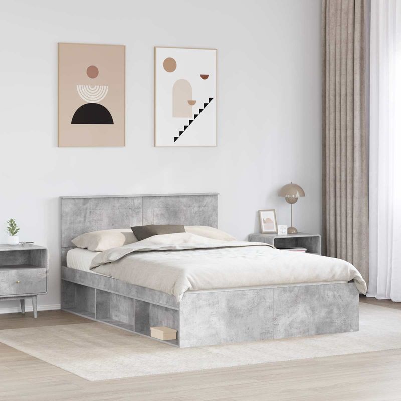 Casa si Gradina - Mobilier - Paturi si accesorii - Paturi - Cadru de pat cu headboard Beton 160 x 200 cm Lemn compozit - Infinity.ro
