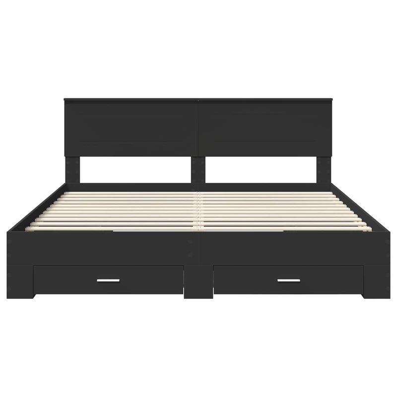 Casa si Gradina - Mobilier - Paturi si accesorii - Paturi - Cadru de pat cu headboard Negru 180 x 200 cm Lemn compozit - Infinity.ro