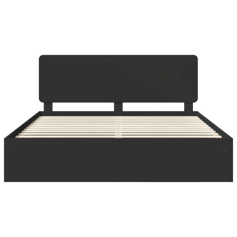 Casa si Gradina - Mobilier - Paturi si accesorii - Paturi - Cadru de pat cu headboard Negru 180 x 200 cm Lemn de pin masiv - Infinity.ro
