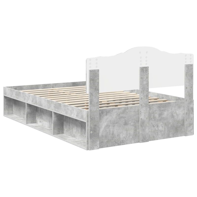 Casa si Gradina - Mobilier - Paturi si accesorii - Paturi - Cadru de pat cu headboard Beton 120 x 200 cm Lemn de pin masiv - Infinity.ro
