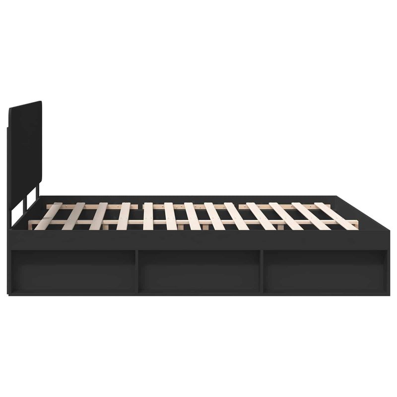 Casa si Gradina - Mobilier - Paturi si accesorii - Paturi - Cadru de pat cu headboard Negru 180 x 200 cm Lemn de pin masiv - Infinity.ro