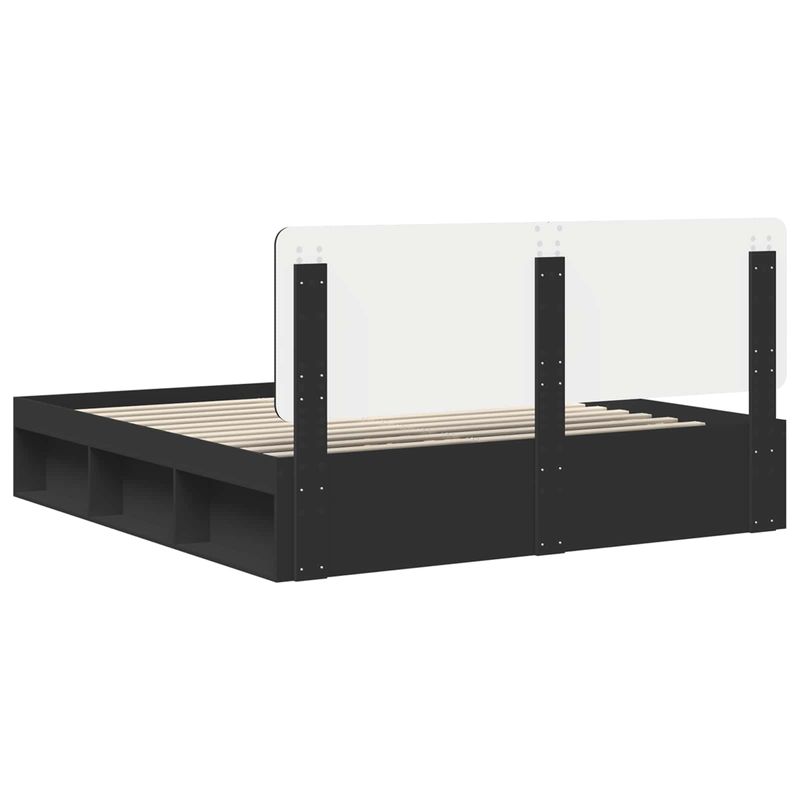 Casa si Gradina - Mobilier - Paturi si accesorii - Paturi - Cadru de pat cu headboard Negru 180 x 200 cm Lemn de pin masiv - Infinity.ro