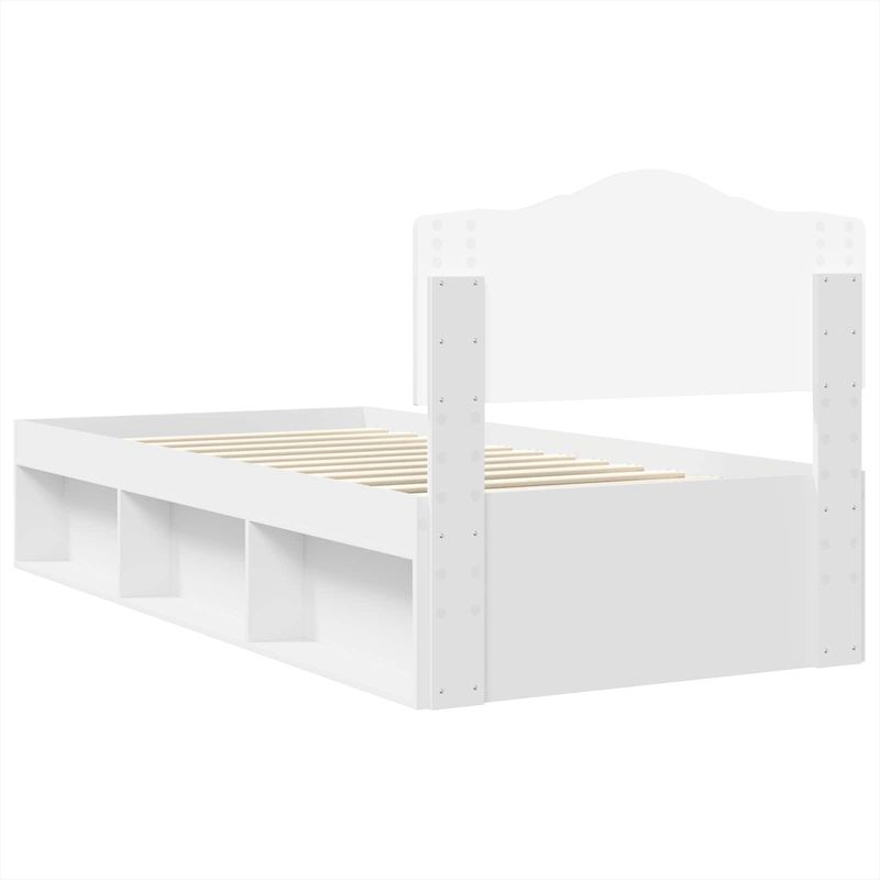 Casa si Gradina - Mobilier - Paturi si accesorii - Paturi - Cadru de pat cu headboard Alb 75 x 190 cm Lemn de pin masiv - Infinity.ro