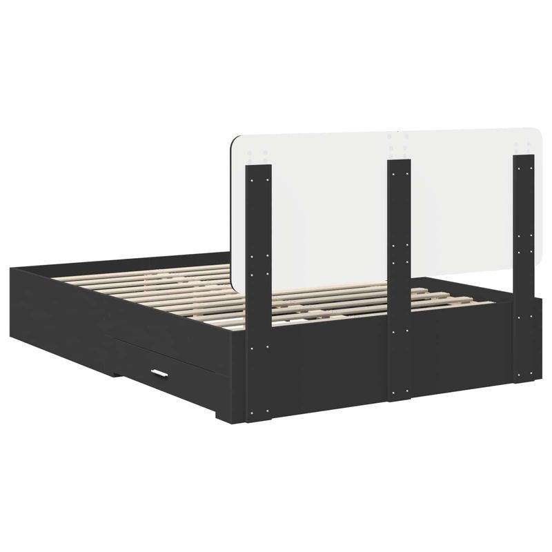 Casa si Gradina - Mobilier - Paturi si accesorii - Paturi - Cadru de pat cu headboard Negru 160 x 200 cm Lemn compozit - Infinity.ro