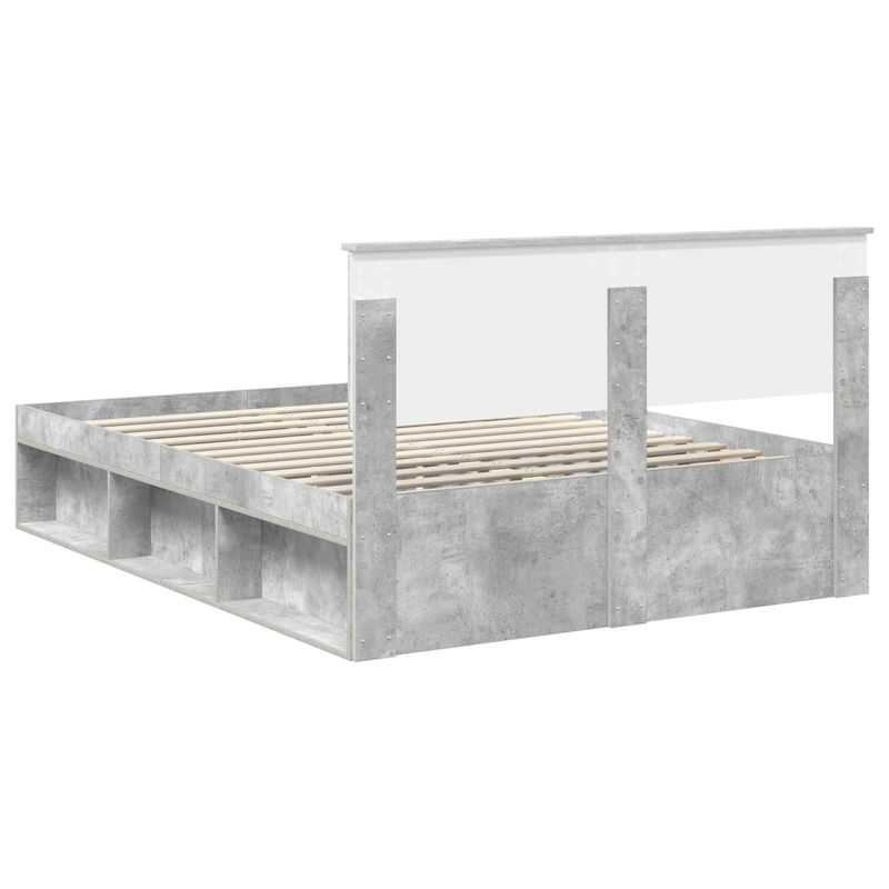 Casa si Gradina - Mobilier - Paturi si accesorii - Paturi - Cadru de pat cu headboard Beton 160 x 200 cm Lemn compozit - Infinity.ro