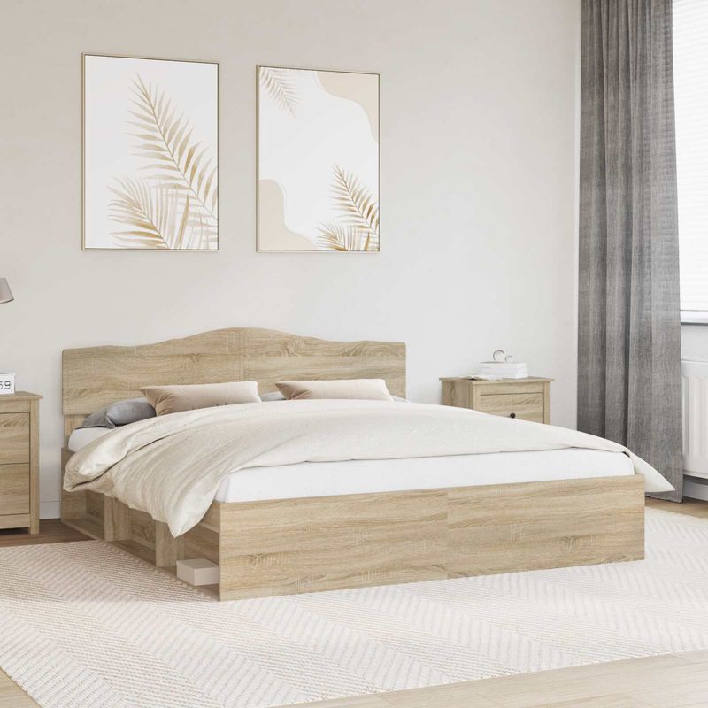 Casa si Gradina - Mobilier - Paturi si accesorii - Paturi - Cadru de pat cu headboard Sonoma 180 x 200 cm Lemn de pin masiv - Infinity.ro