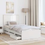 Casa si Gradina - Mobilier - Paturi si accesorii - Paturi - Cadru de pat cu sertar Alb 90 x 200 cm Lemn Ingineresc - Infinity.ro