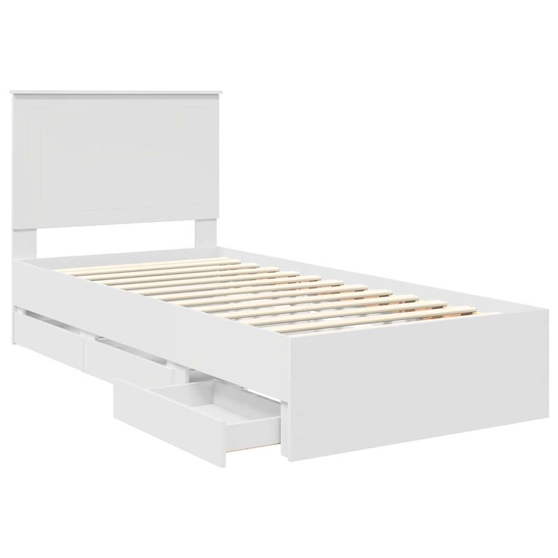 Casa si Gradina - Mobilier - Paturi si accesorii - Paturi - Cadru de pat cu sertar Alb 90 x 200 cm Lemn Ingineresc - Infinity.ro