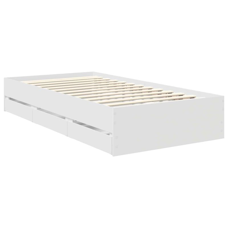 Casa si Gradina - Mobilier - Paturi si accesorii - Paturi - Cadru de pat cu sertar Alb 90 x 200 cm Lemn Ingineresc - Infinity.ro