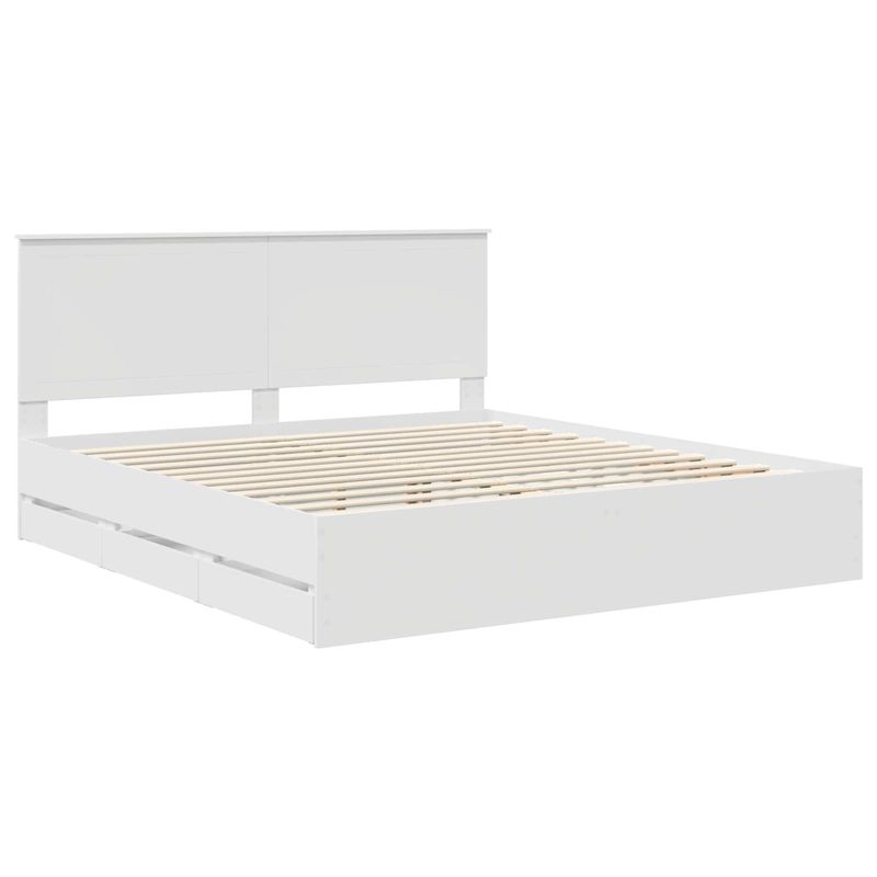 Casa si Gradina - Mobilier - Paturi si accesorii - Paturi - Cadru de pat cu sertar Alb 180 x 200 cm Lemn Ingineresc - Infinity.ro