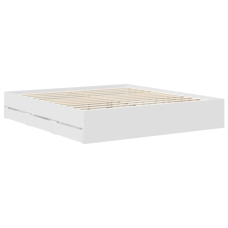Casa si Gradina - Mobilier - Paturi si accesorii - Paturi - Cadru de pat cu sertar Alb 180 x 200 cm Lemn Ingineresc - Infinity.ro