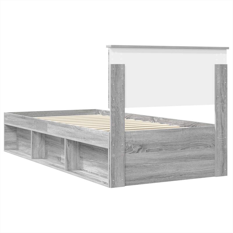 Casa si Gradina - Mobilier - Paturi si accesorii - Paturi - Cadru de pat cu headboard Gri Sonoma 100 x 200 cm Lemn compozit - Infinity.ro