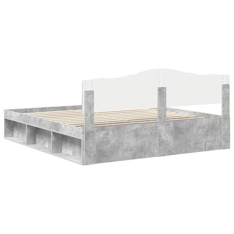 Casa si Gradina - Mobilier - Paturi si accesorii - Paturi - Cadru de pat cu headboard Beton 180 x 200 cm Lemn de pin masiv - Infinity.ro