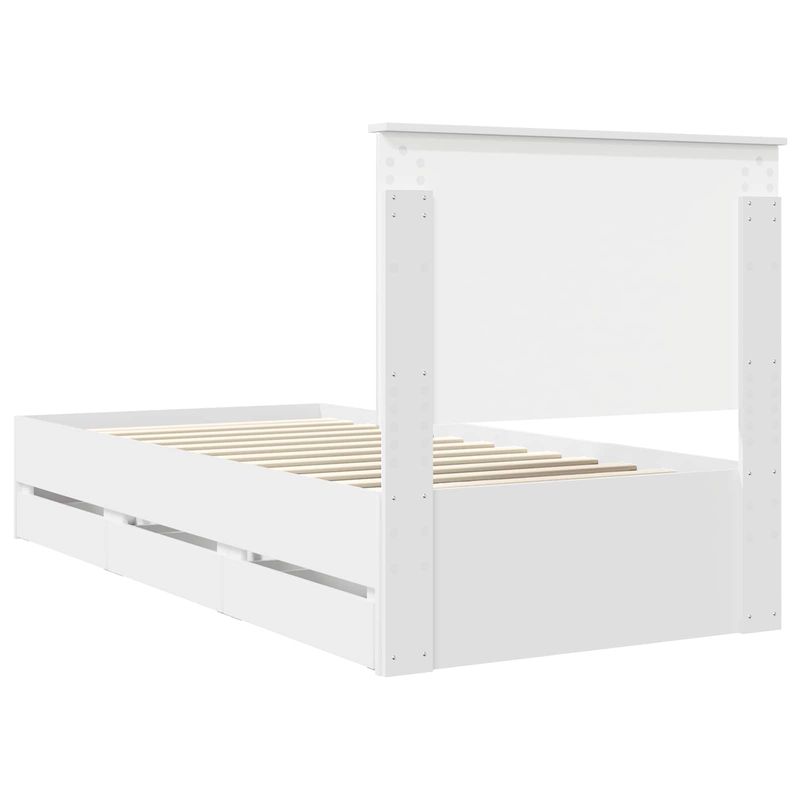 Casa si Gradina - Mobilier - Paturi si accesorii - Paturi - Cadru de pat cu sertar Alb 90 x 200 cm Lemn Ingineresc - Infinity.ro
