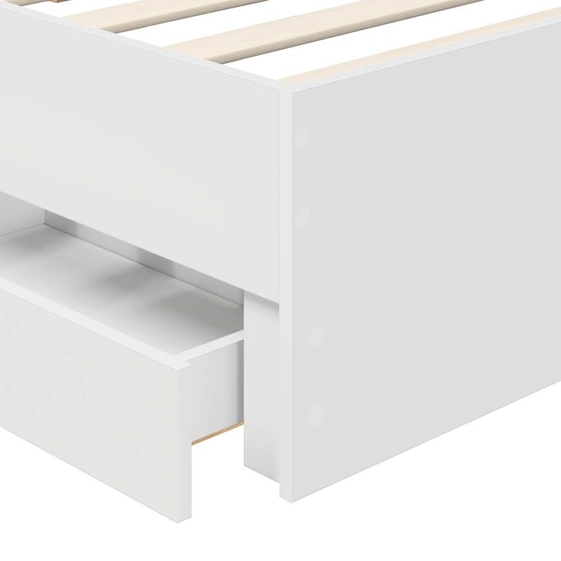 Casa si Gradina - Mobilier - Paturi si accesorii - Paturi - Cadru de pat cu sertar Alb 90 x 200 cm Lemn Ingineresc - Infinity.ro