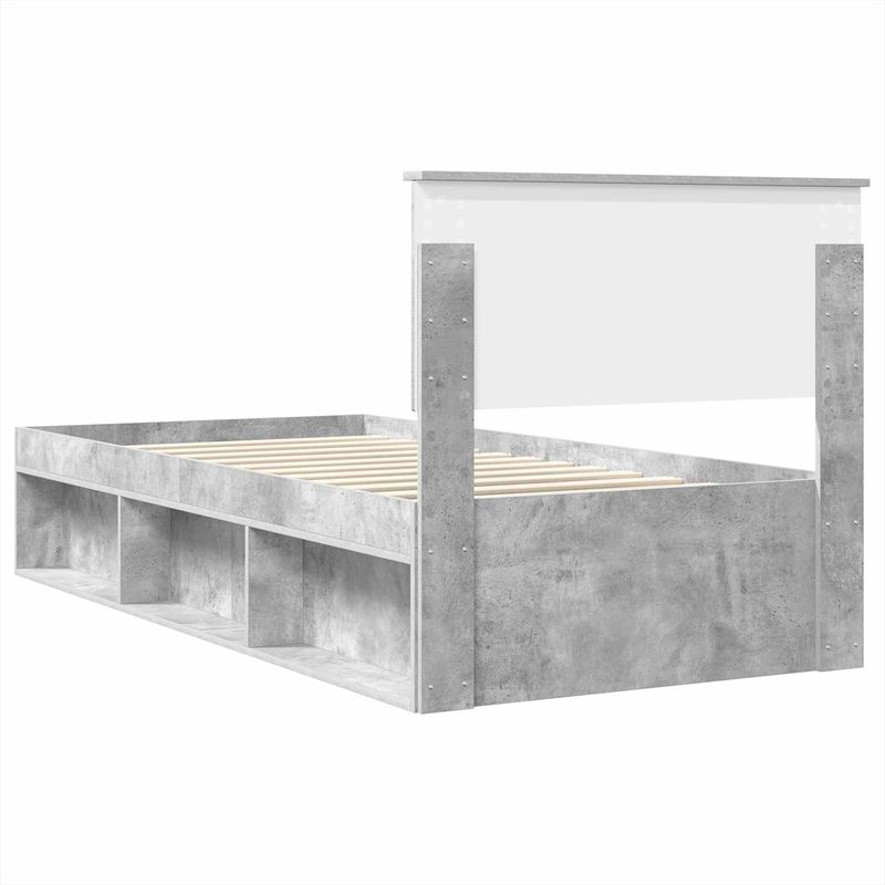 Casa si Gradina - Mobilier - Paturi si accesorii - Paturi - Cadru de pat cu headboard Beton 90 x 200 cm Lemn compozit - Infinity.ro
