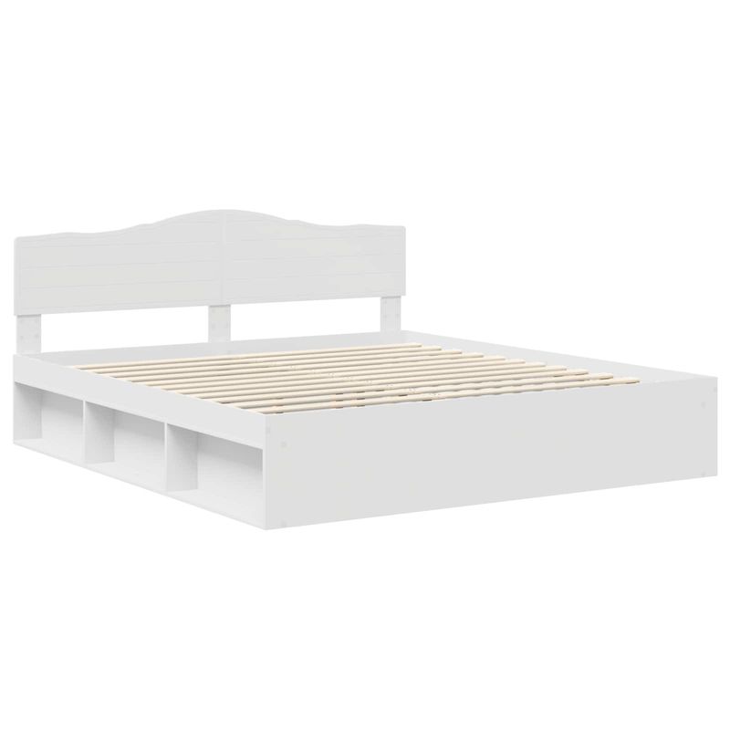 Casa si Gradina - Mobilier - Paturi si accesorii - Paturi - Cadru de pat cu headboard Alb 200 x 200 cm Lemn de pin masiv - Infinity.ro