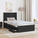 Casa si Gradina - Mobilier - Paturi si accesorii - Paturi - Cadru de pat cu sertar Negru 100 x 200 cm Lemn Ingineresc - Infinity.ro