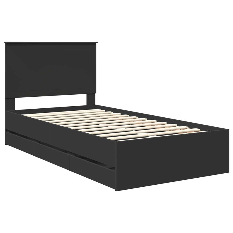 Casa si Gradina - Mobilier - Paturi si accesorii - Paturi - Cadru de pat cu sertar Negru 100 x 200 cm Lemn Ingineresc - Infinity.ro