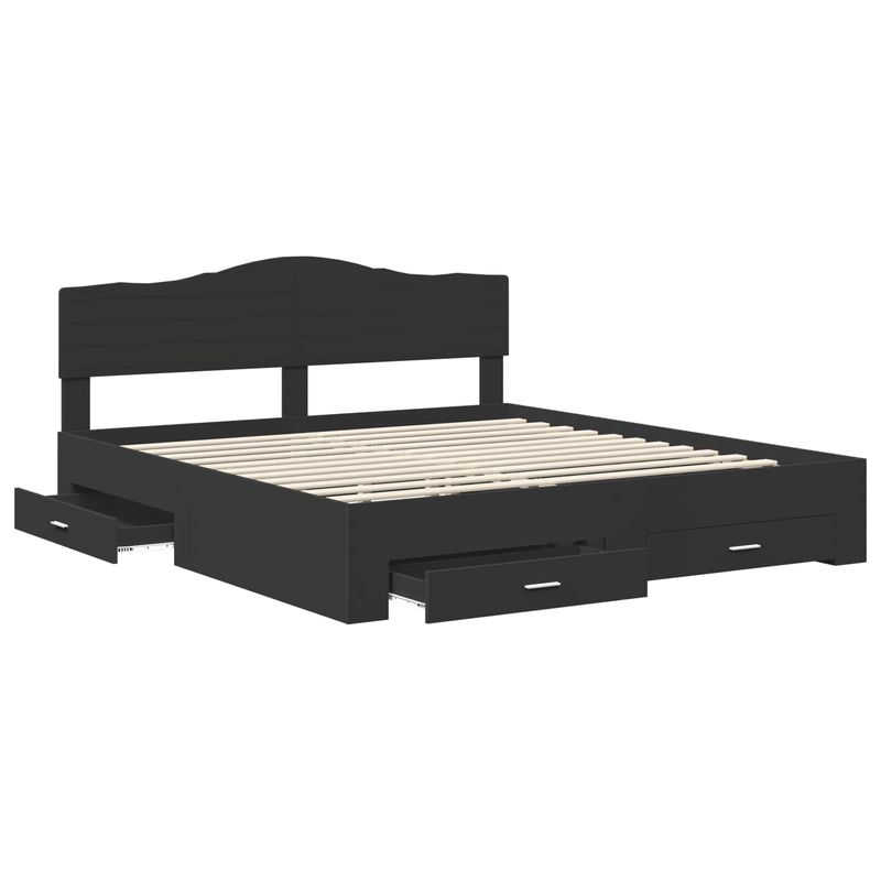 Casa si Gradina - Mobilier - Paturi si accesorii - Paturi - Cadru de pat cu headboard Negru 180 x 200 cm Lemn compozit - Infinity.ro