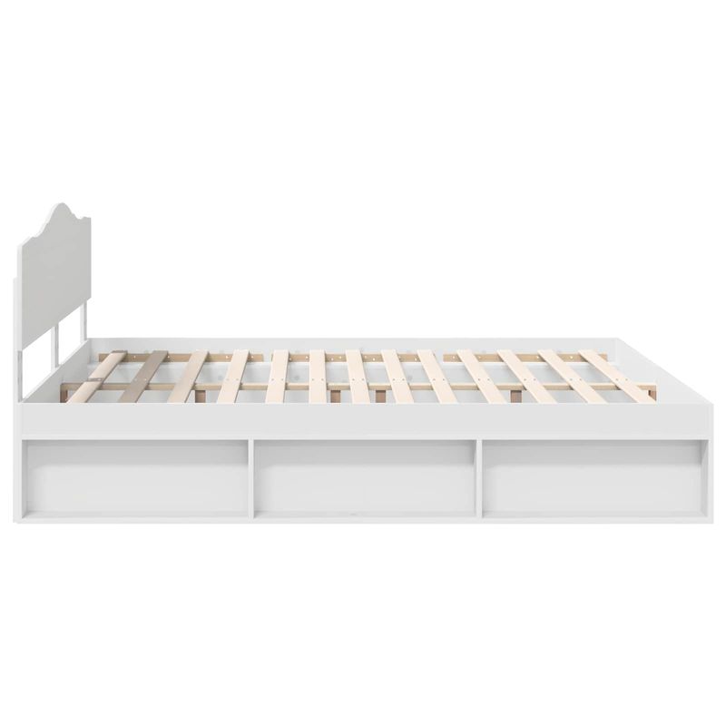 Casa si Gradina - Mobilier - Paturi si accesorii - Paturi - Cadru de pat cu headboard Alb 200 x 200 cm Lemn de pin masiv - Infinity.ro