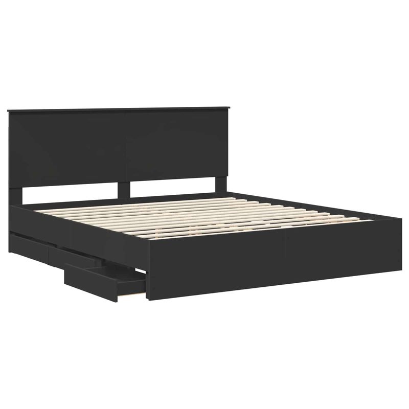 Casa si Gradina - Mobilier - Paturi si accesorii - Paturi - Cadru de pat cu sertar Negru 180 x 200 cm Lemn Ingineresc - Infinity.ro
