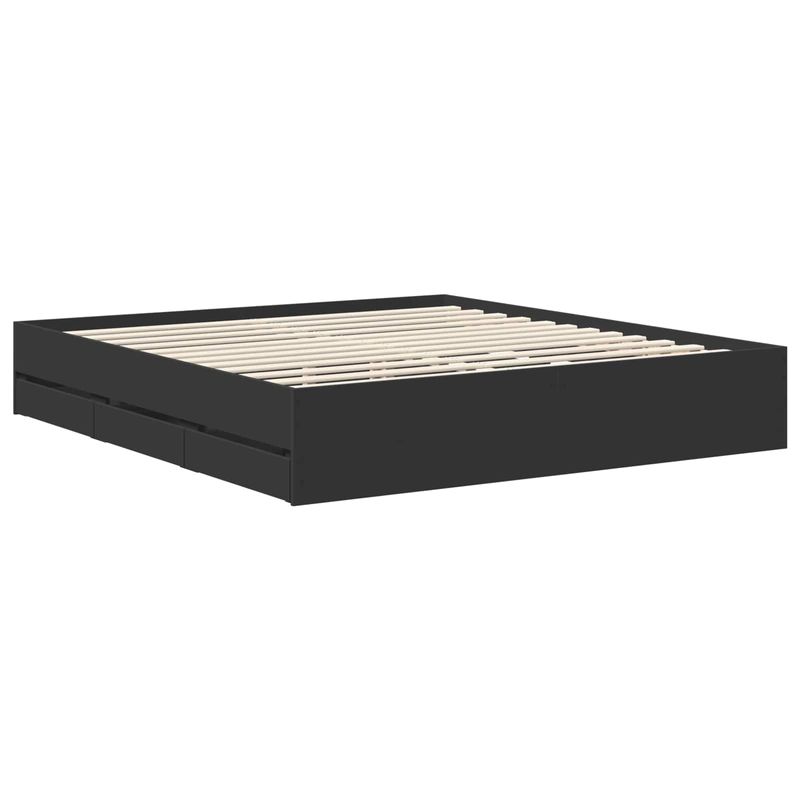 Casa si Gradina - Mobilier - Paturi si accesorii - Paturi - Cadru de pat cu sertar Negru 180 x 200 cm Lemn Ingineresc - Infinity.ro