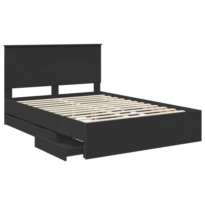 Casa si Gradina - Mobilier - Paturi si accesorii - Paturi - Cadru de pat cu sertar Negru 140 x 190 cm Lemn Ingineresc - Infinity.ro