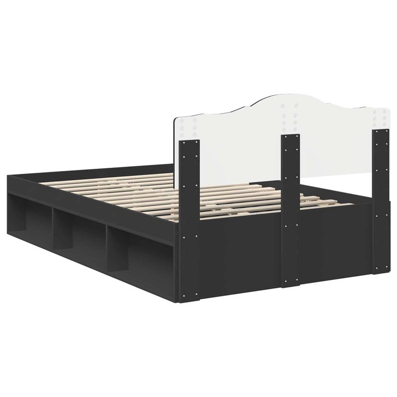 Casa si Gradina - Mobilier - Paturi si accesorii - Paturi - Cadru de pat cu headboard Negru 120 x 190 cm Lemn de pin masiv - Infinity.ro